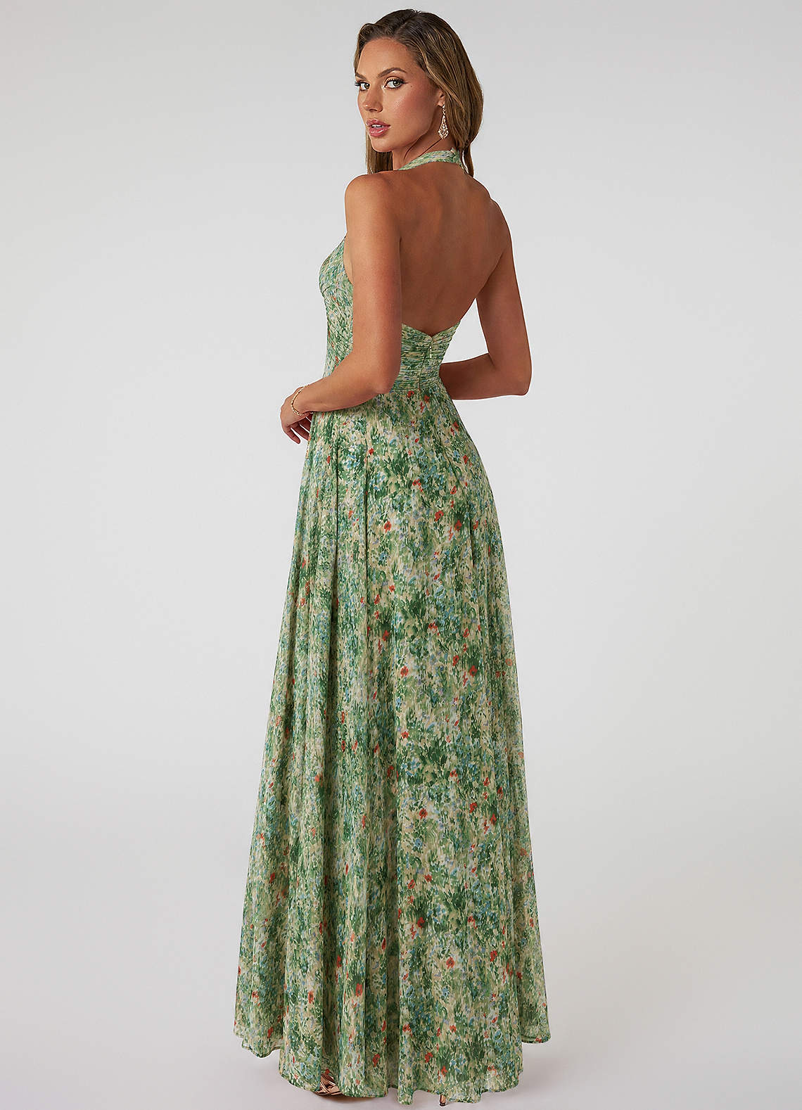 Tessie A-Line V-Neck Chiffon Bridesmaid Dress in Meadow Bloom