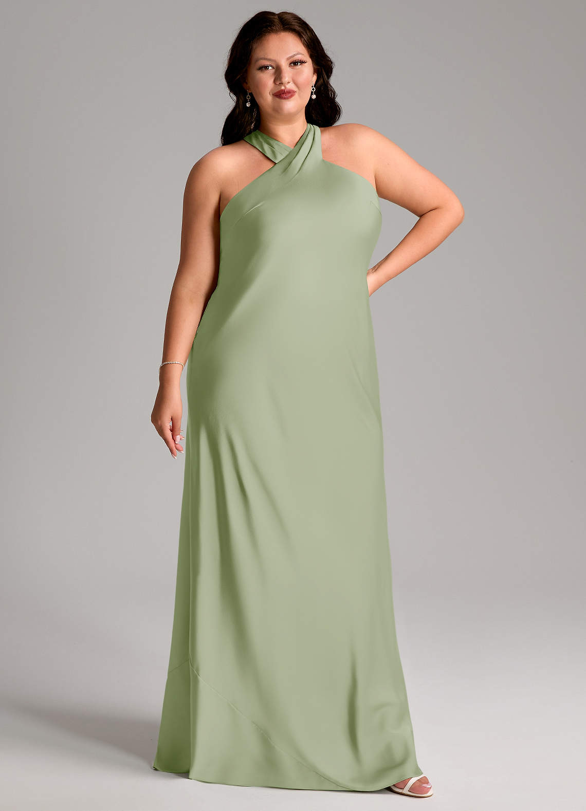Doretta Mermaid Halter Stretch Satin Bridesmaid Dress