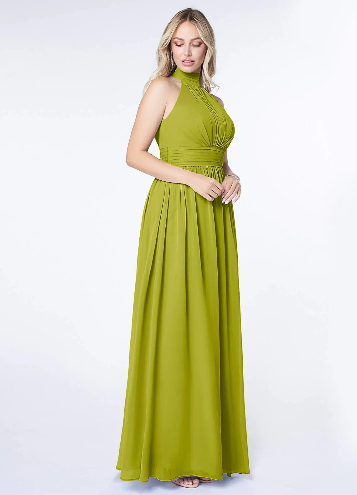 Iman A-Line Halter Chiffon Bridesmaid Dress in Dark Green