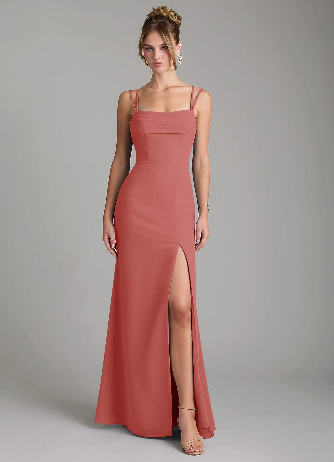 Egypt Sheath Sweetheart Chiffon Bridesmaid Dress in Antique Rose