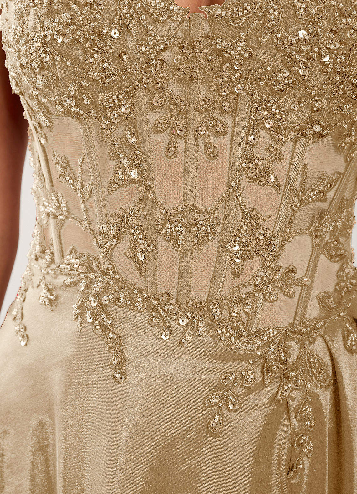 Isoldemark A-Line Sweetheart Satin Evening Dress in champagne