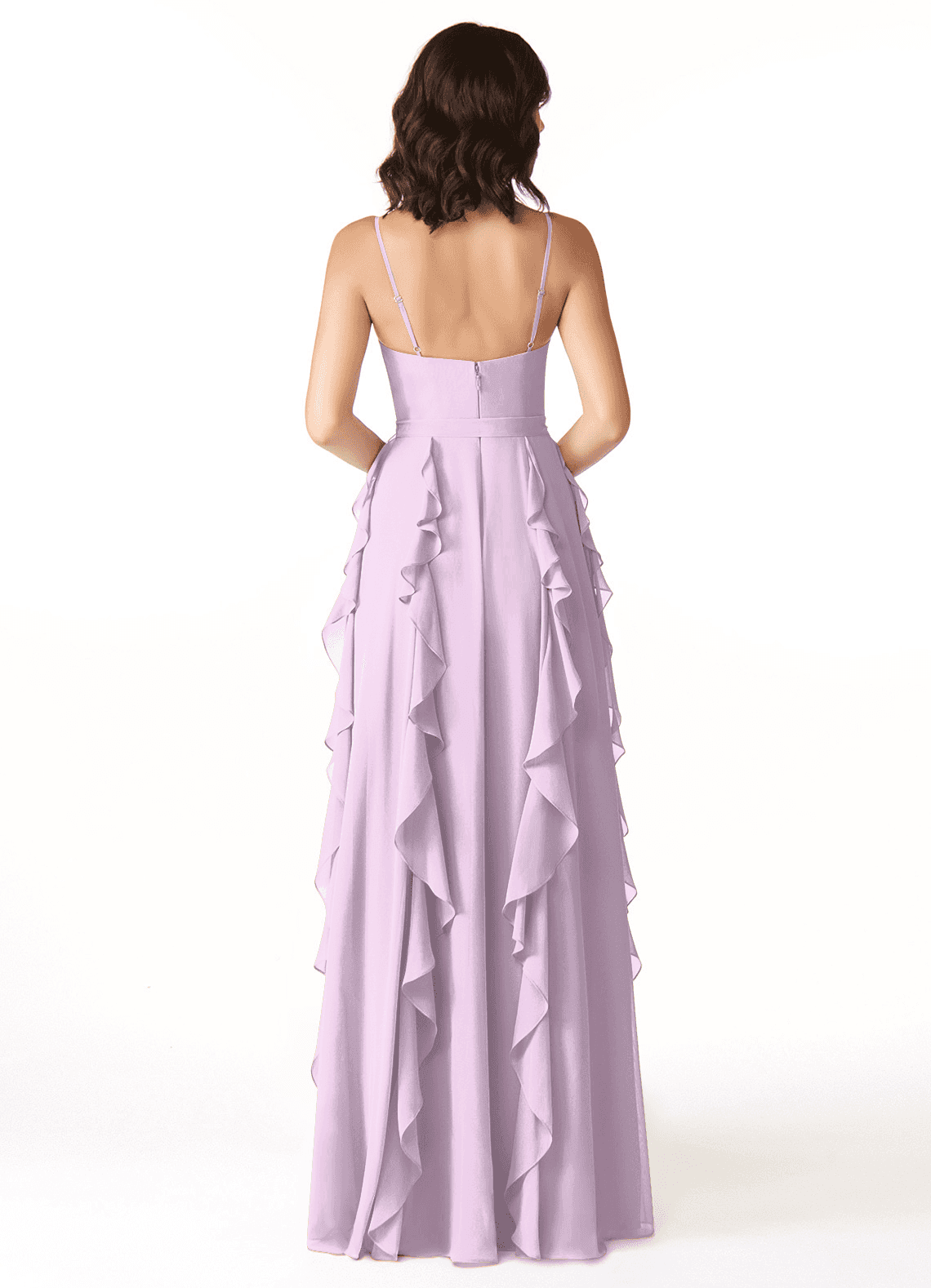 Peyton A-Line V-Neck Chiffon Bridesmaid Dress in Frosted Lilac