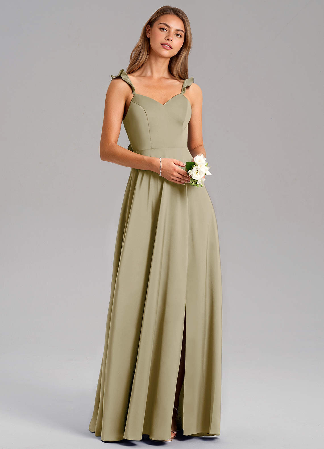 Everett A-Line V-Neck Chiffon Bridesmaid Dress in Moss Green