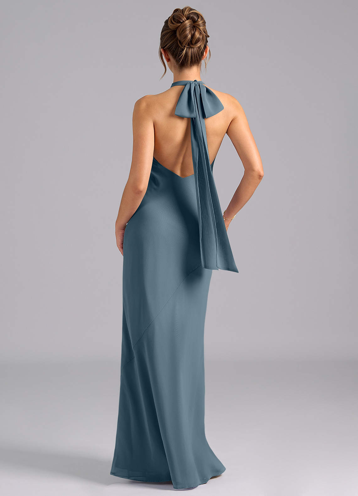 Velli Mermaid Halter Chiffon Bridesmaid Dress in Twilight