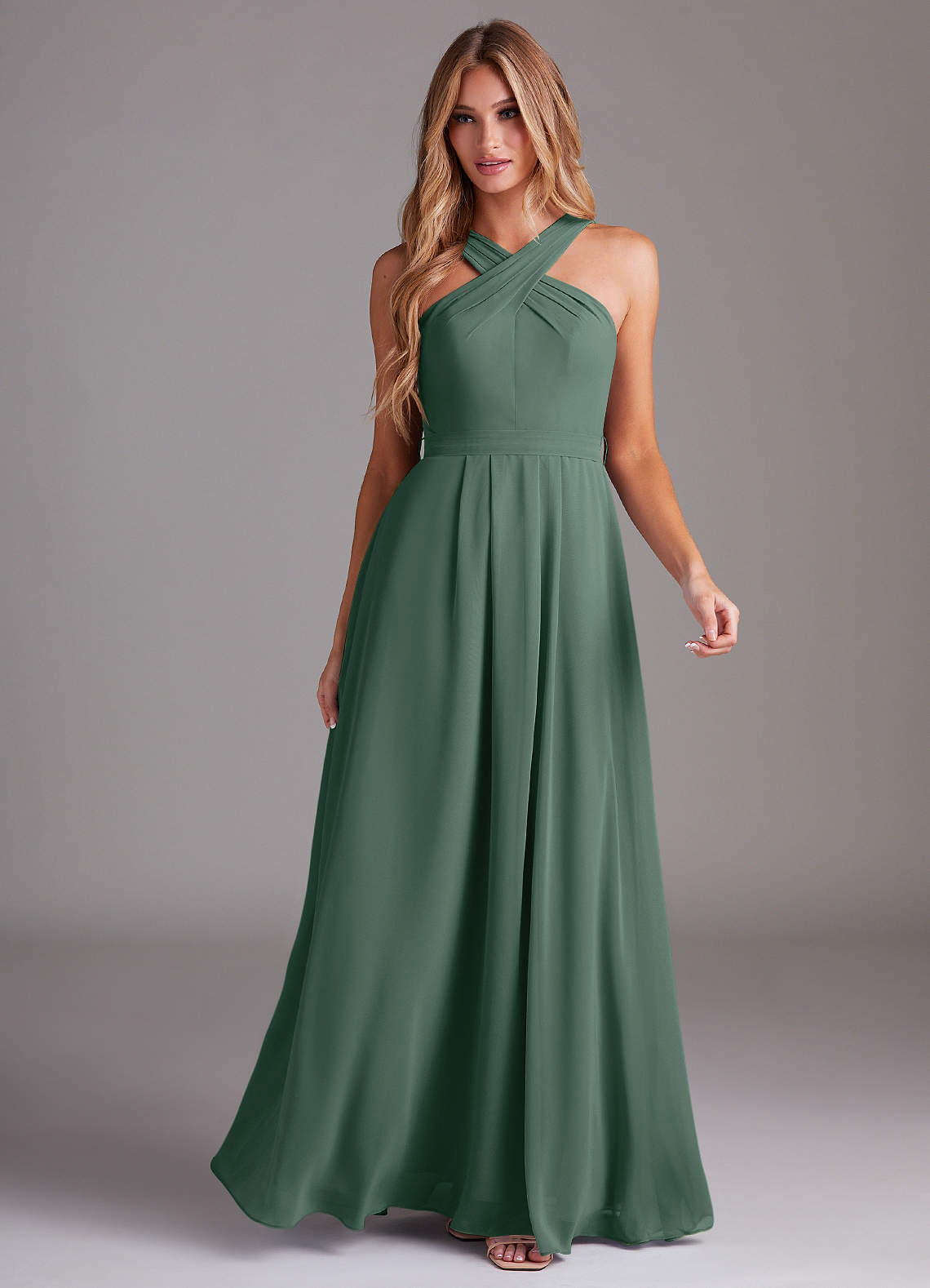 Dixie A-Line Halter Chiffon Bridesmaid Dress in Sea Moss