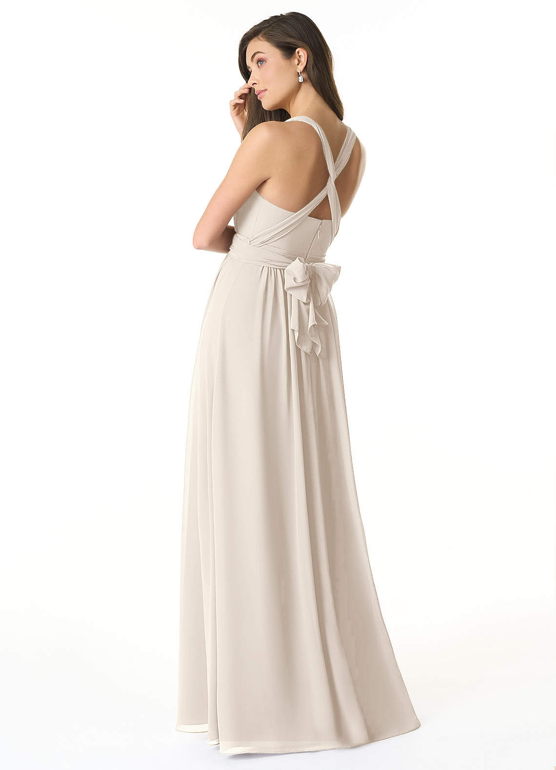 Olani A-Line V-Neck Chiffon Bridesmaid Dress in White Alabaster