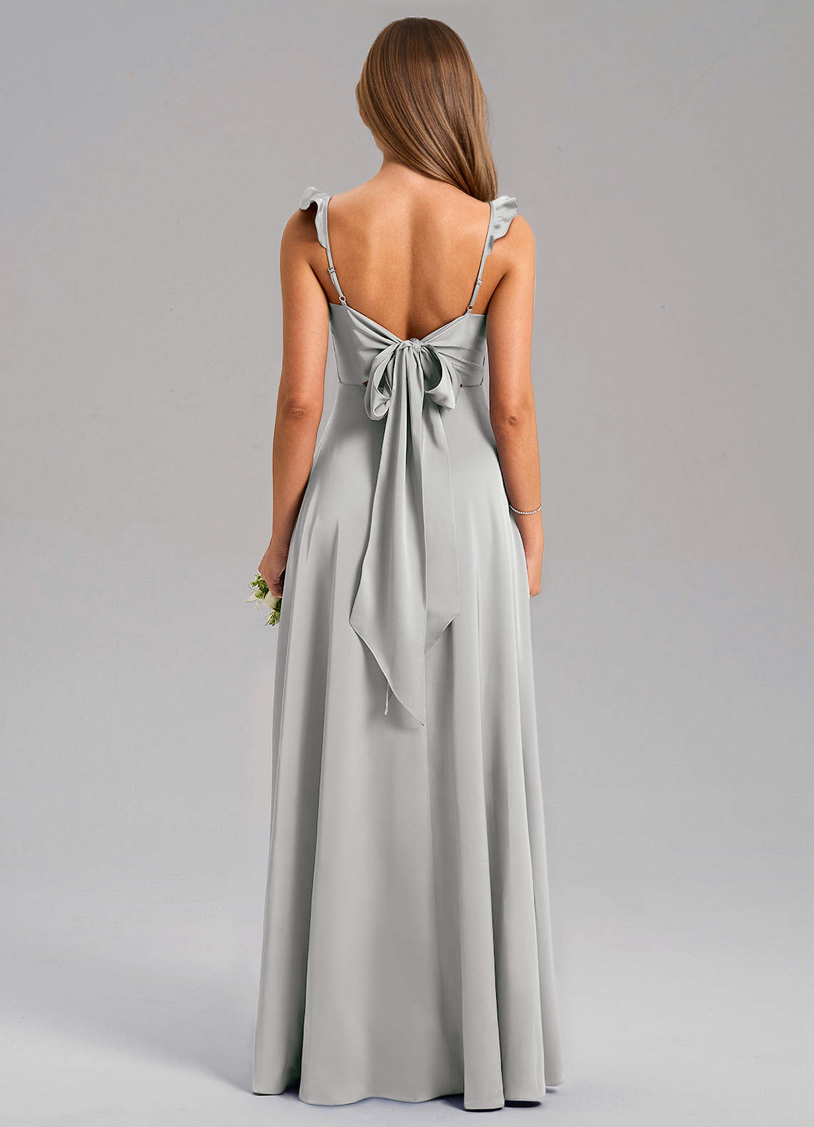 Everett A-Line V-Neck Chiffon Bridesmaid Dress in Silver