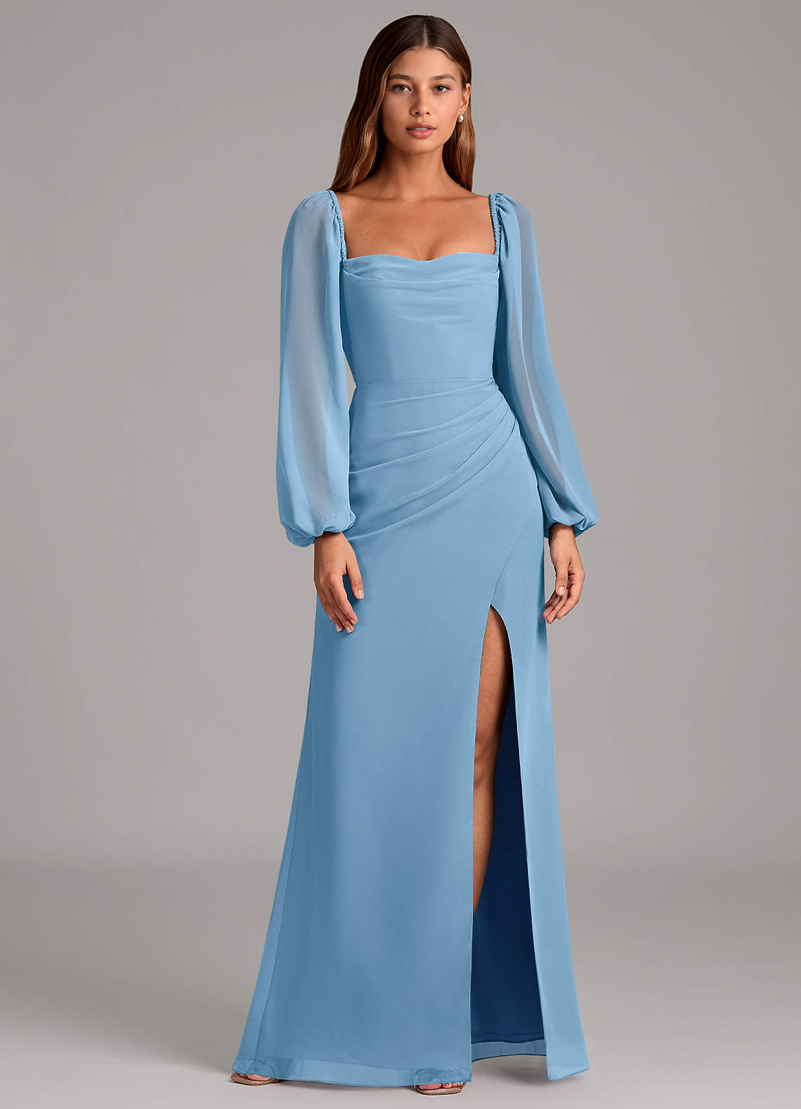 Brixley Mermaid Sweetheart Chiffon Bridesmaid Dress in Steel Blue