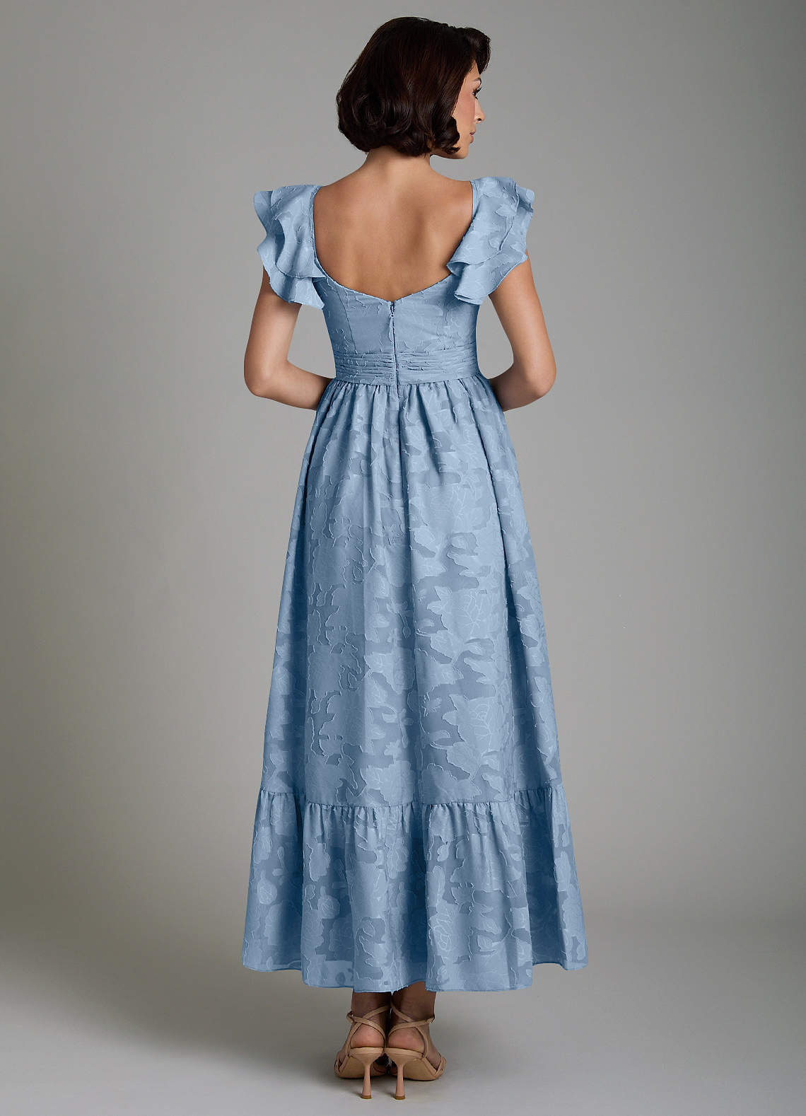 Anaya A-Line V-Neck Floral Burnout Bridesmaid Dress in Powder Blue