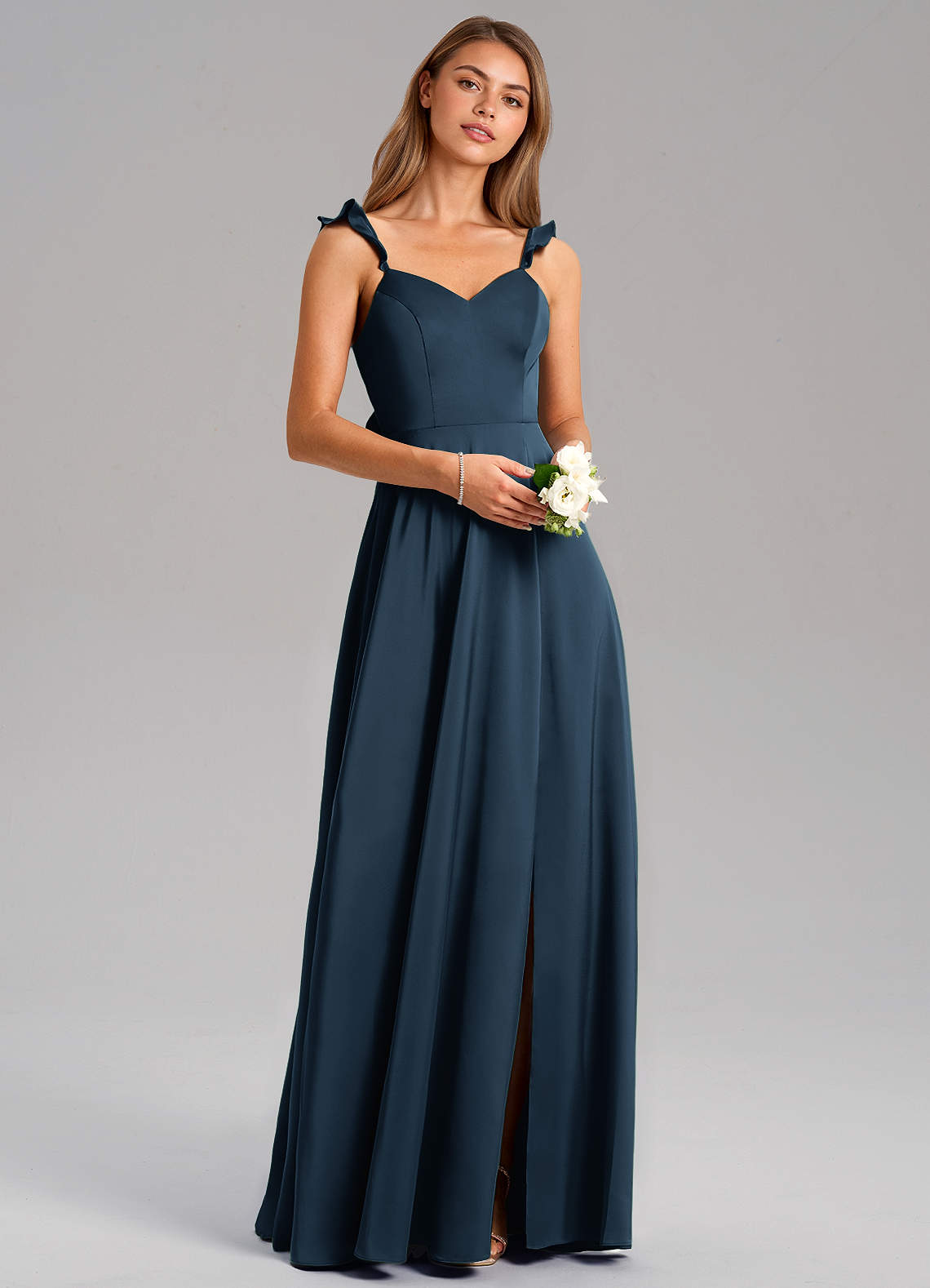 Everett A-Line V-Neck Chiffon Bridesmaid Dress in Dark Navy