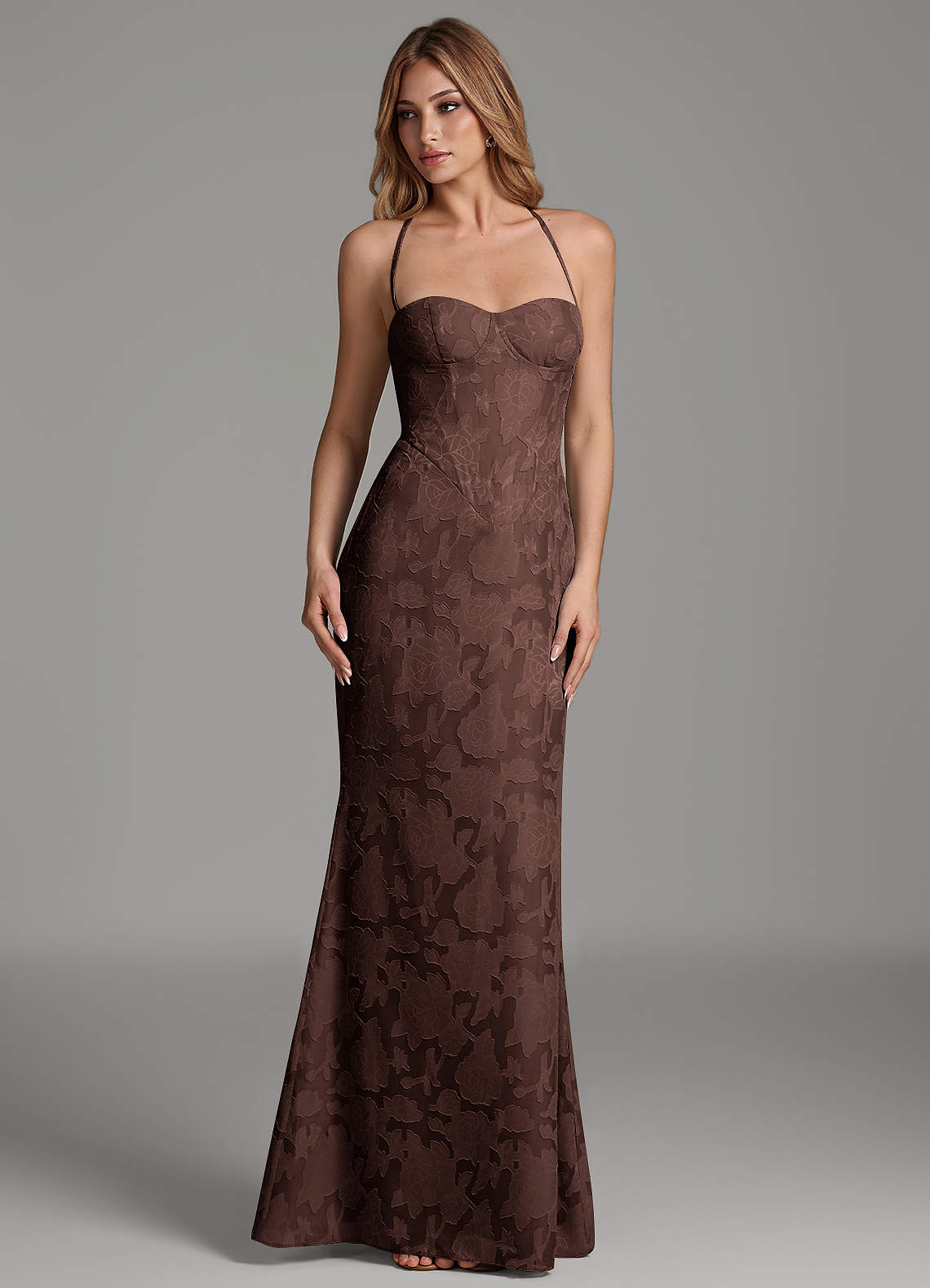 Dara Mermaid Sweetheart Floral Burnout Bridesmaid Dress in Ganache