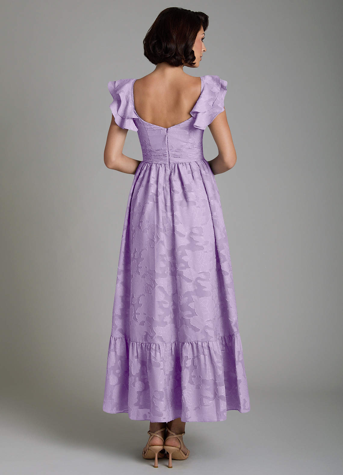 Anaya A-Line V-Neck Floral Burnout Bridesmaid Dress in Lilac