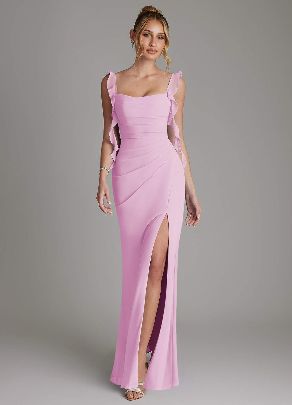 Jessamine Mermaid Sweetheart Chiffon Bridesmaid Dress in candy pink