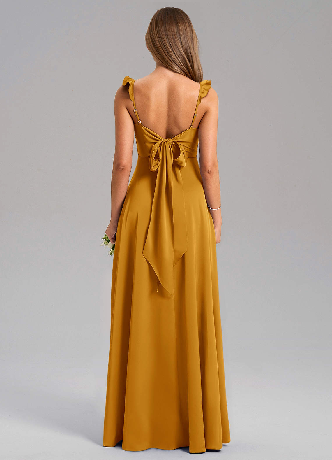 Everett A-Line V-Neck Chiffon Bridesmaid Dress in butterscotch
