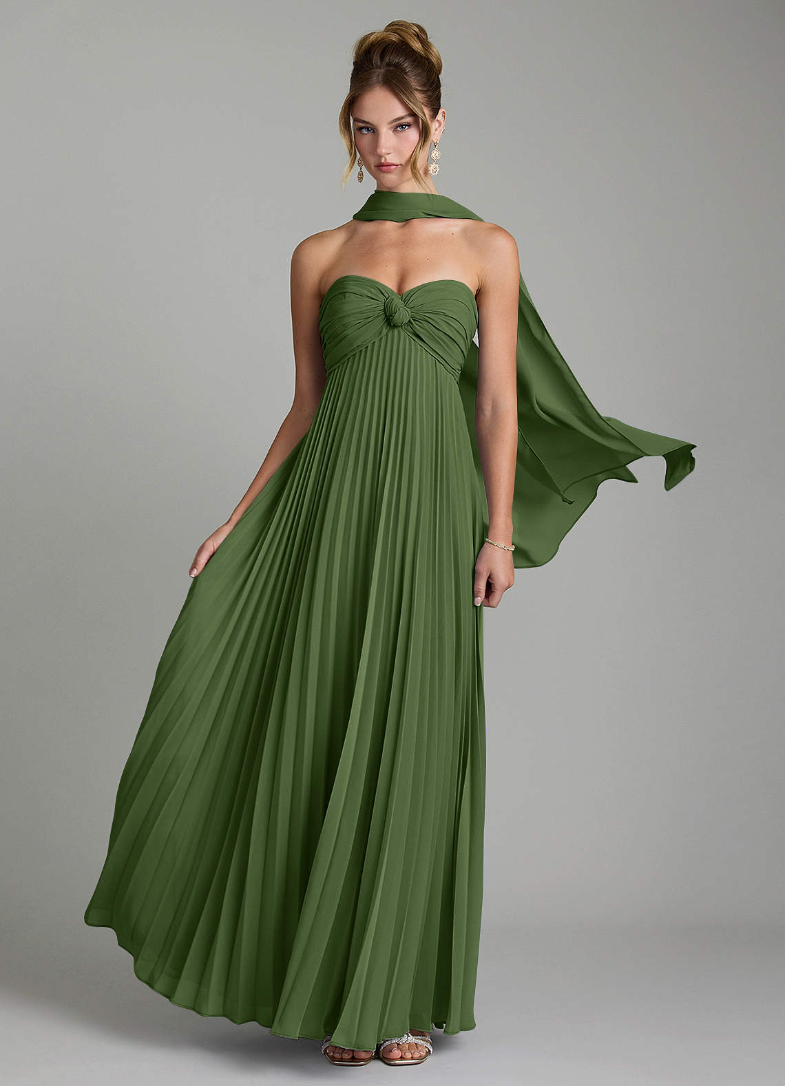 Tempest A-Line Sweetheart Chiffon Bridesmaid Dress in Olive