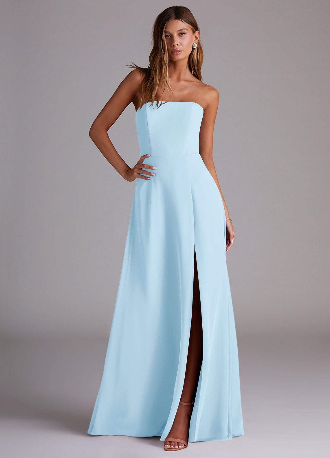 Wren A-Line Straight-Neck Chiffon Bridesmaid Dress in Sky Blue