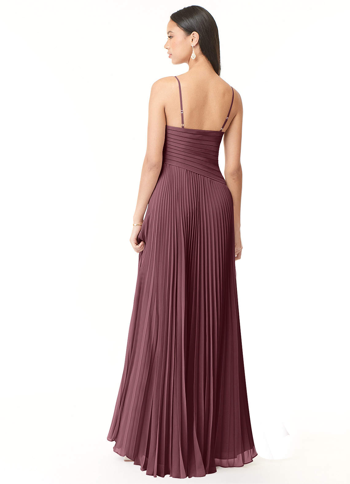 Vini A-Line V-Neck Chiffon Bridesmaid Dress in Sangria