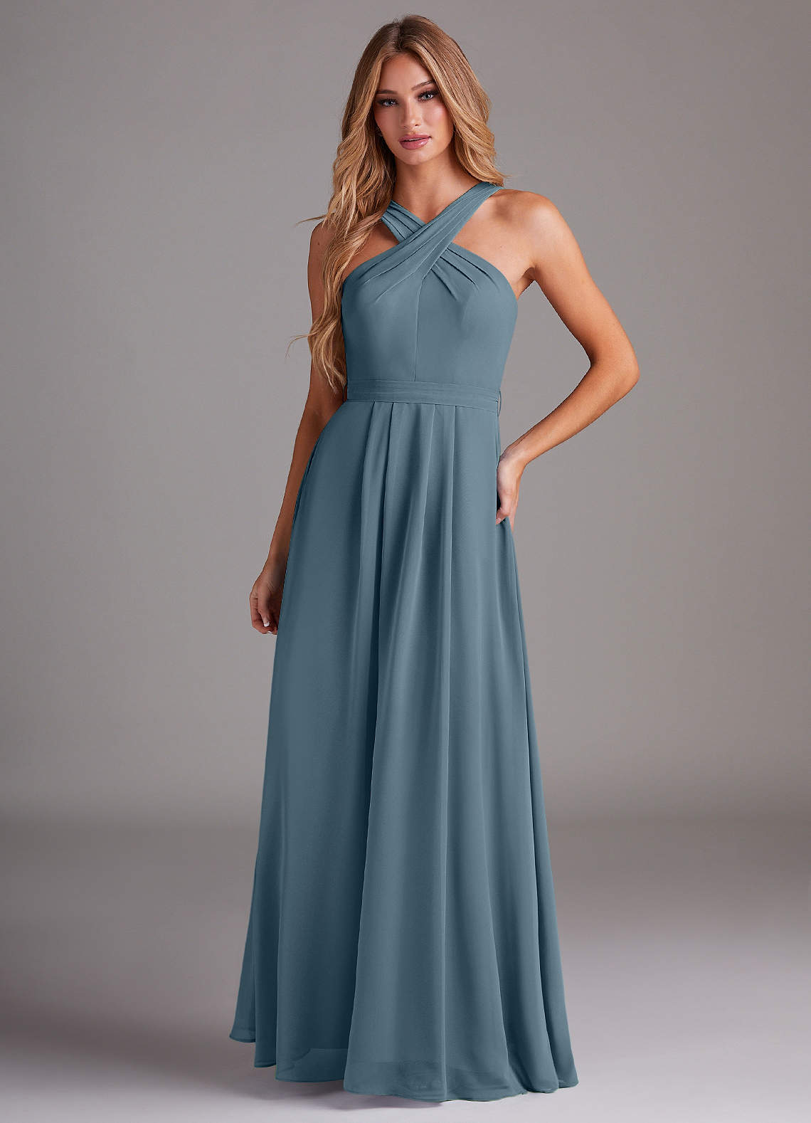 Dixie A-Line Halter Chiffon Bridesmaid Dress in Twilight