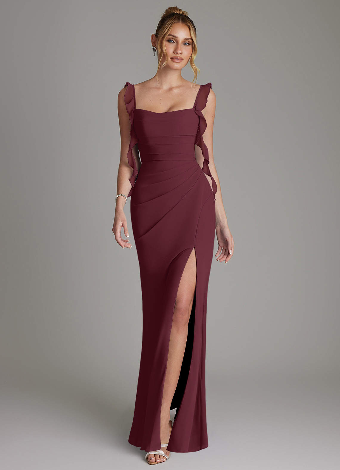 Jessamine Mermaid Sweetheart Chiffon Bridesmaid Dress in Cabernet