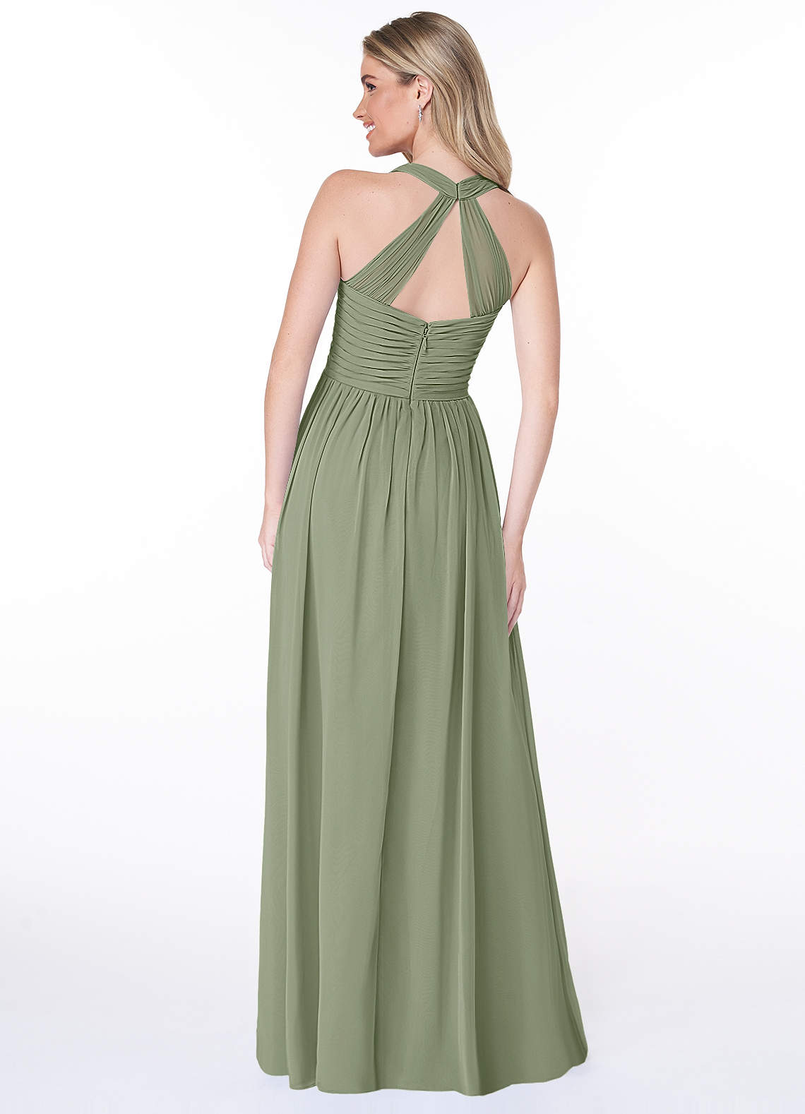 Jaclyn A-Line Halter Chiffon Bridesmaid Dress in Pistachio