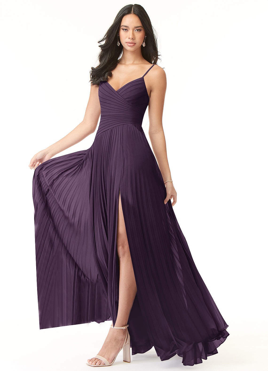 Vini A-Line V-Neck Chiffon Bridesmaid Dress in Plum