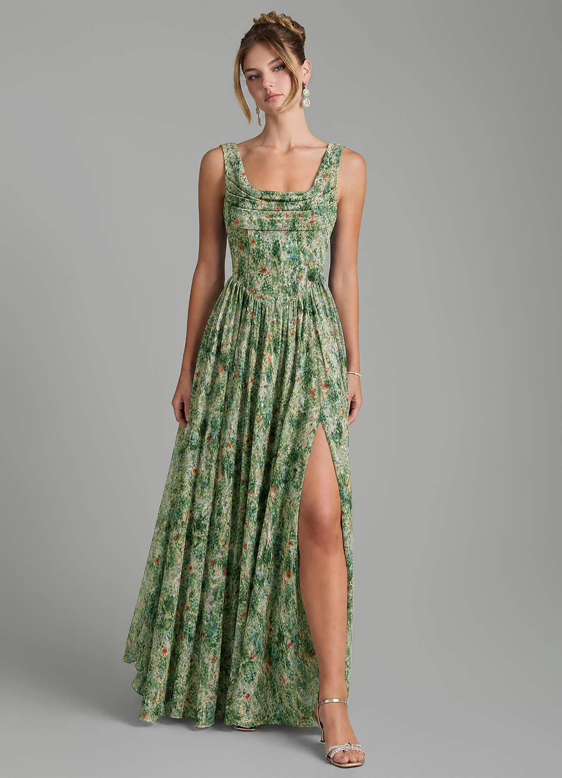 Novi A-Line Square-Neck Chiffon Bridesmaid Dress in Meadow Bloom