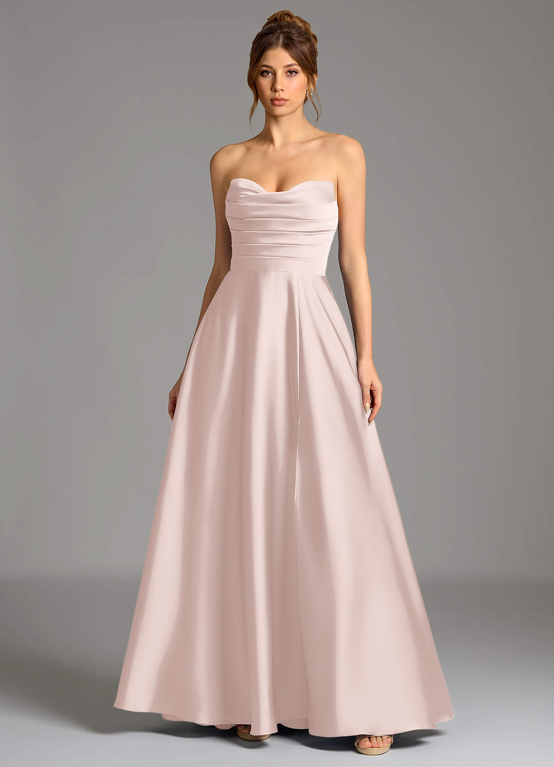 Ayla A-Line Sweetheart Stretch Satin Bridesmaid Dress in Blushing Pink