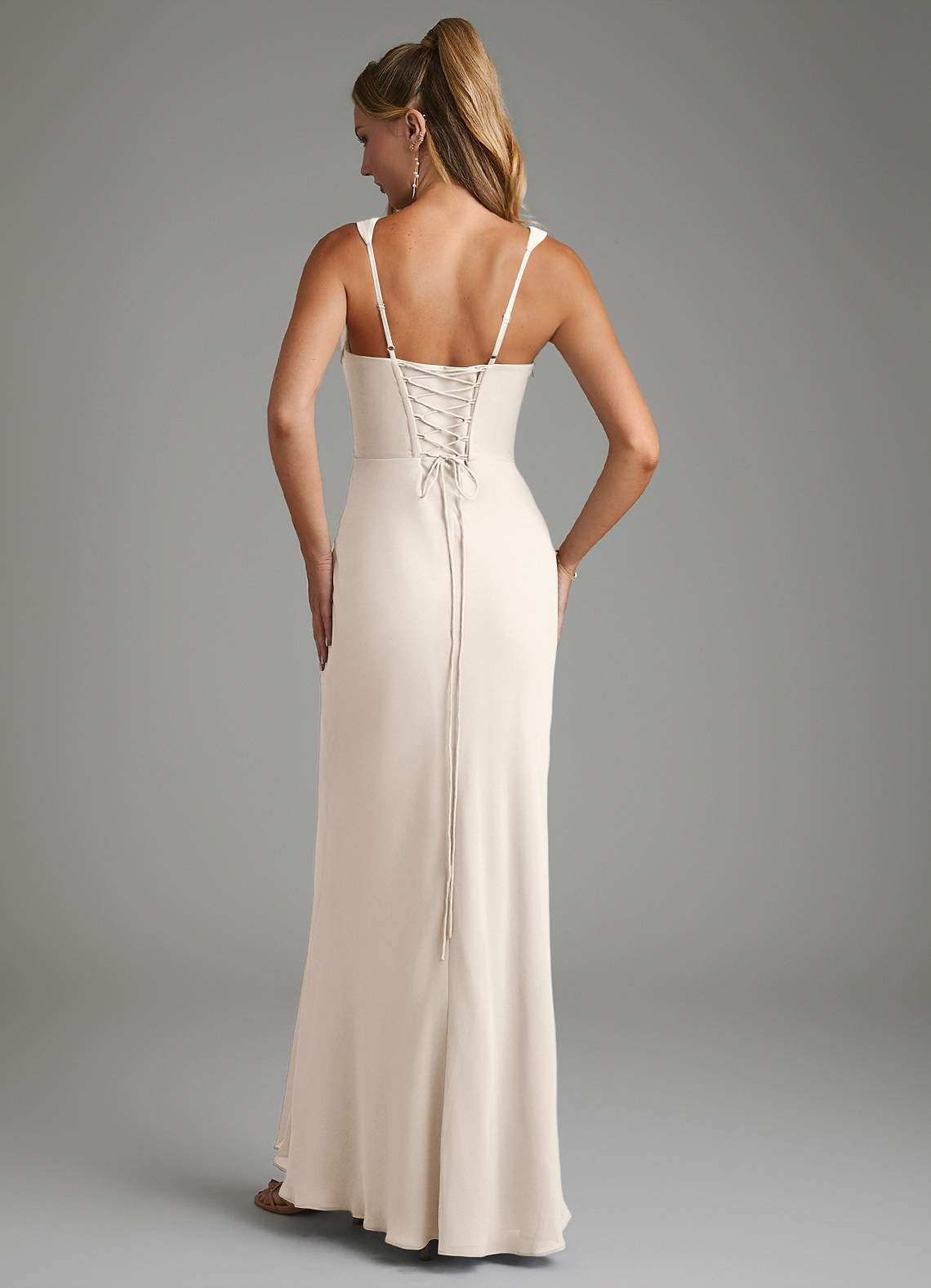 Asa Sheath Square-Neck Chiffon Bridesmaid Dress in White Alabaster