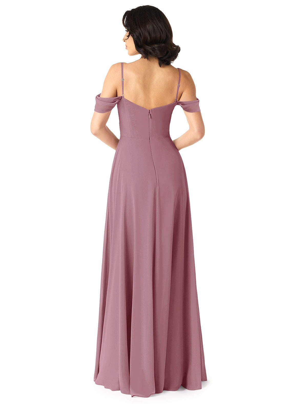 Tancie A-Line Off-the-Shoulder Chiffon Bridesmaid Dress in Vintage Mauve