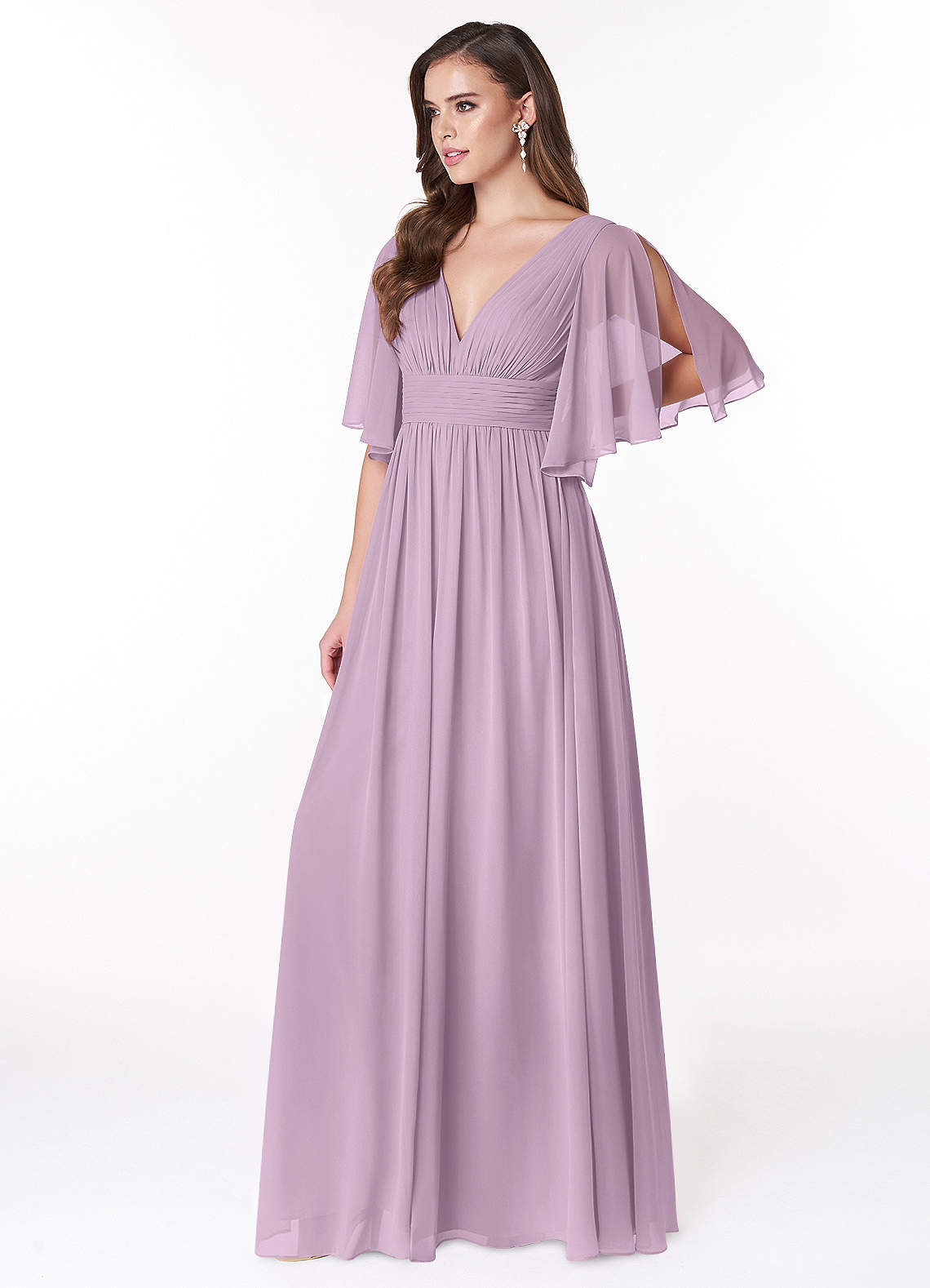 Temeka A-Line V-Neck Chiffon Bridesmaid Dress in Wisteria