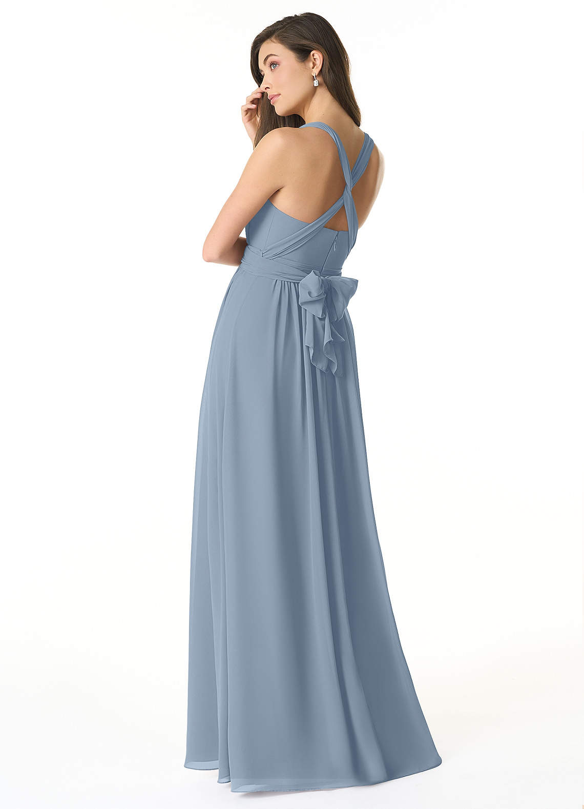 Olani A-Line V-Neck Chiffon Bridesmaid Dress in dusty blue