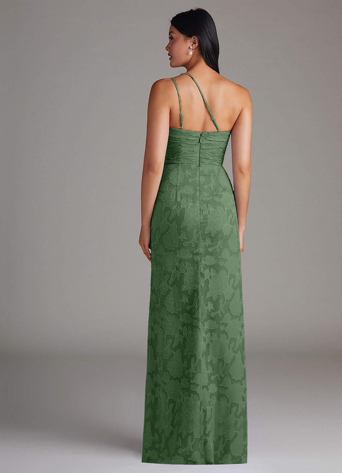 Eren Sheath One-Shoulder Floral Burnout Bridesmaid Dress in Eucalyptus