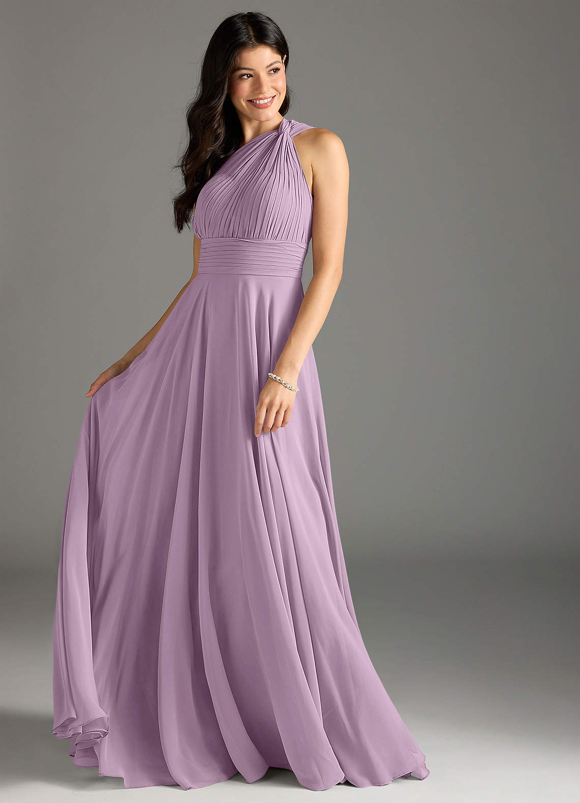 Charlize A-Line One-Shoulder Chiffon Bridesmaid Dress in Wisteria