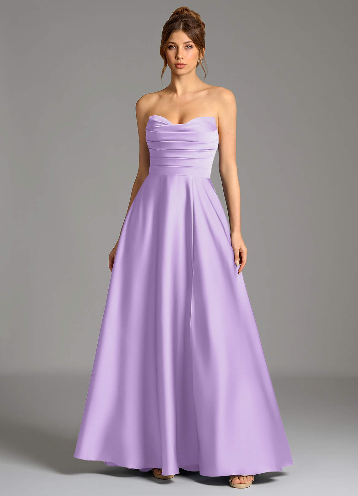 Ayla A-Line Sweetheart Stretch Satin Bridesmaid Dress in Lilac