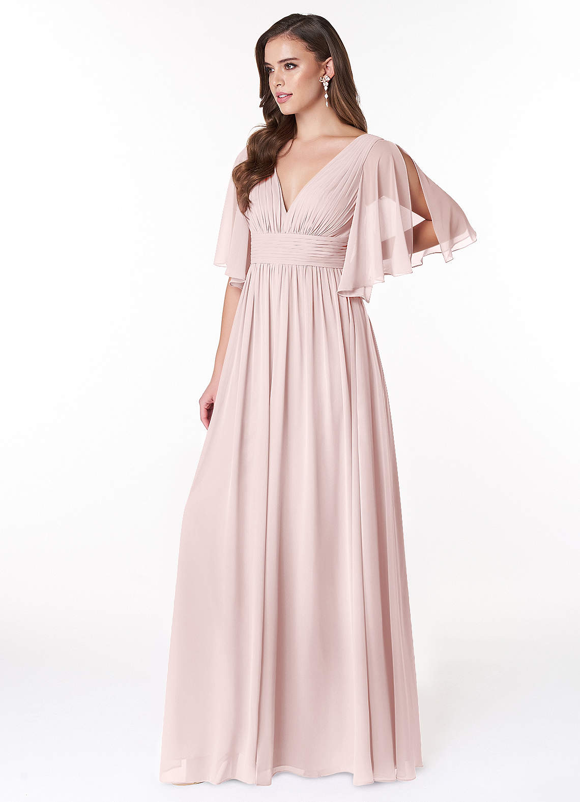Temeka A-Line V-Neck Chiffon Bridesmaid Dress in Blushing Pink