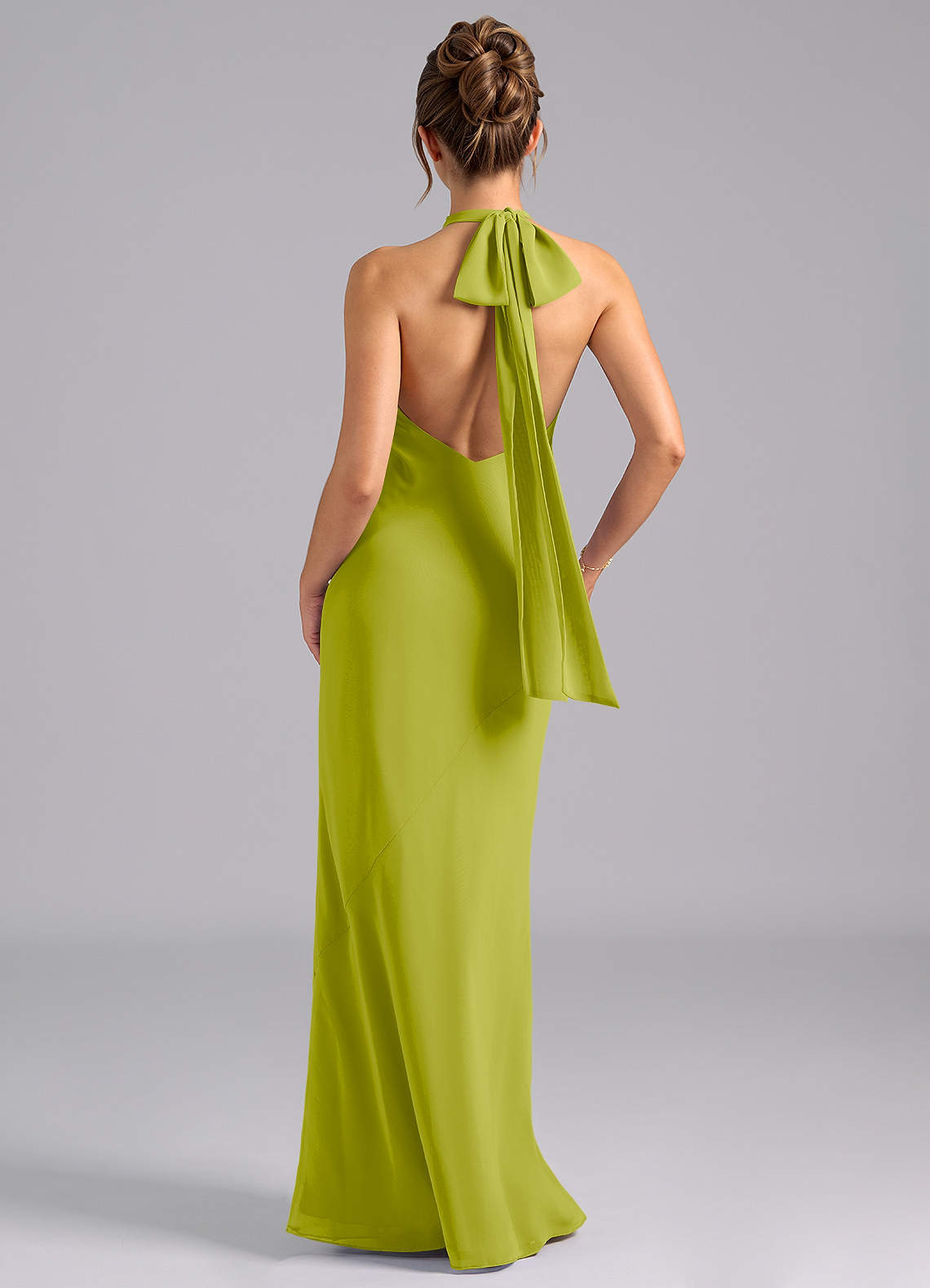 Velli Mermaid Halter Chiffon Bridesmaid Dress in Lemongrass