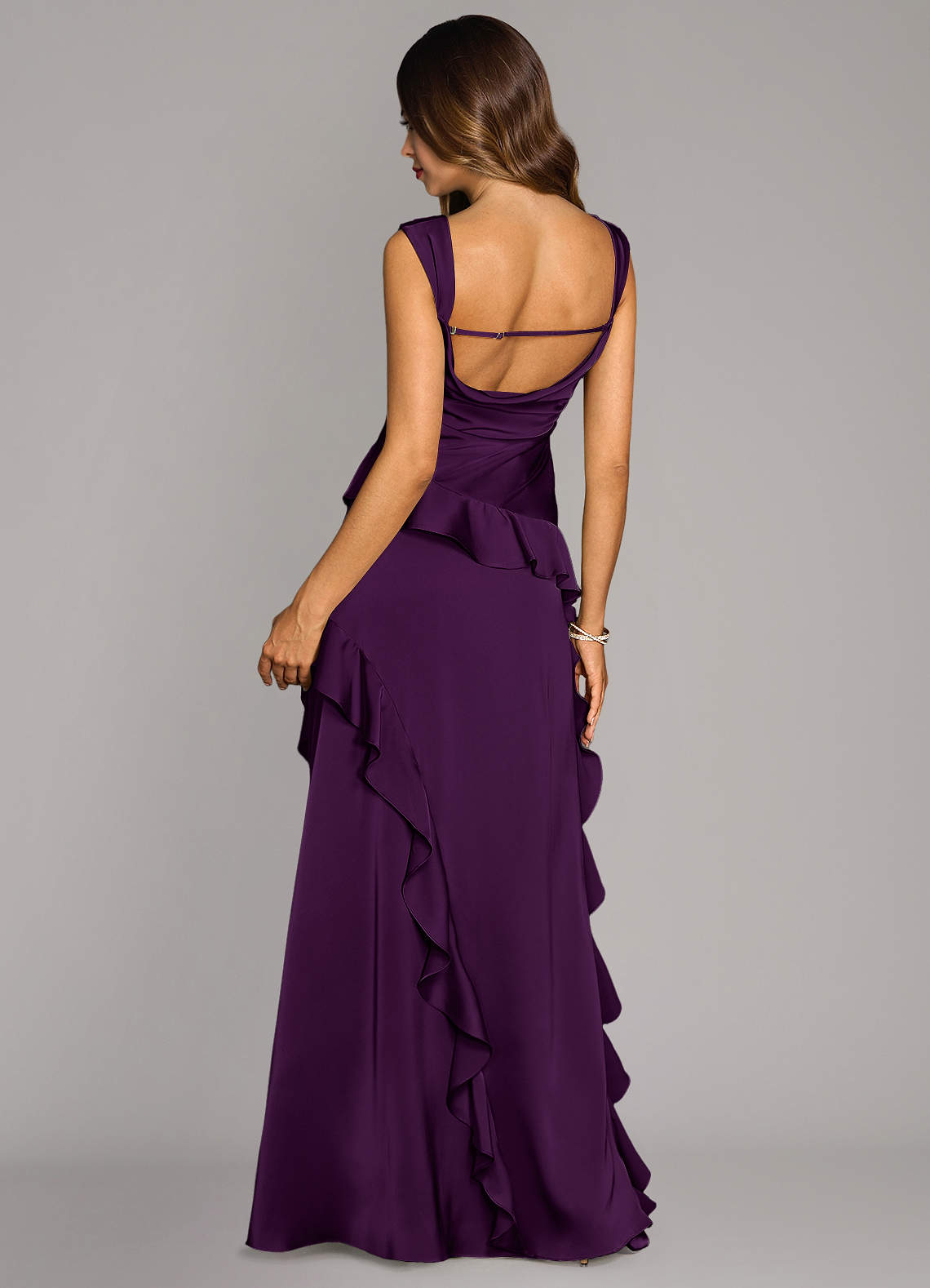 Sloane A-Line Sweetheart Stretch Satin Bridesmaid Dress in Grape