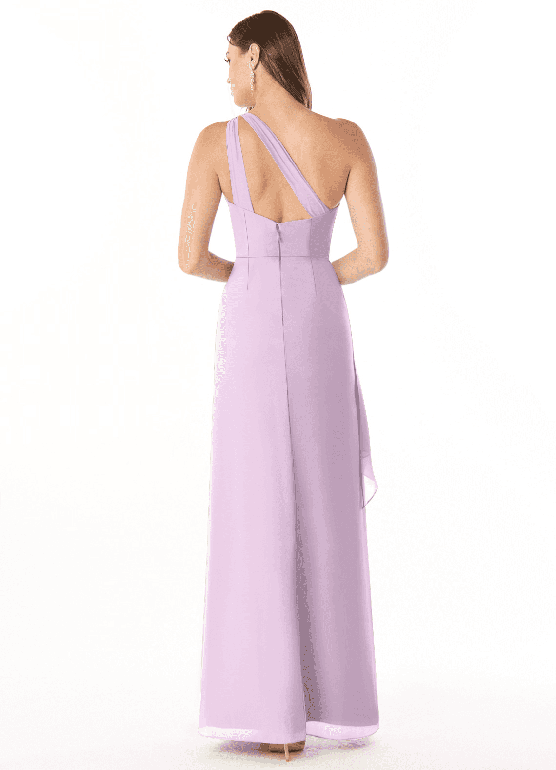 Maive Sheath One-Shoulder Chiffon Bridesmaid Dress in Frosted Lilac