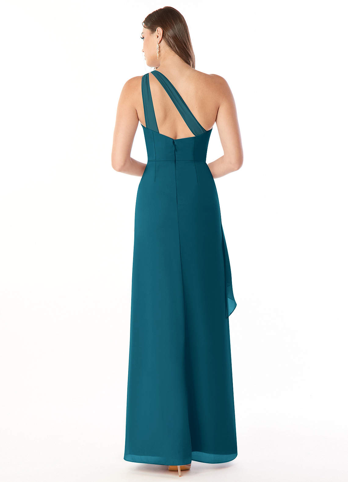 Maive Sheath One-Shoulder Chiffon Bridesmaid Dress in Ink Blue