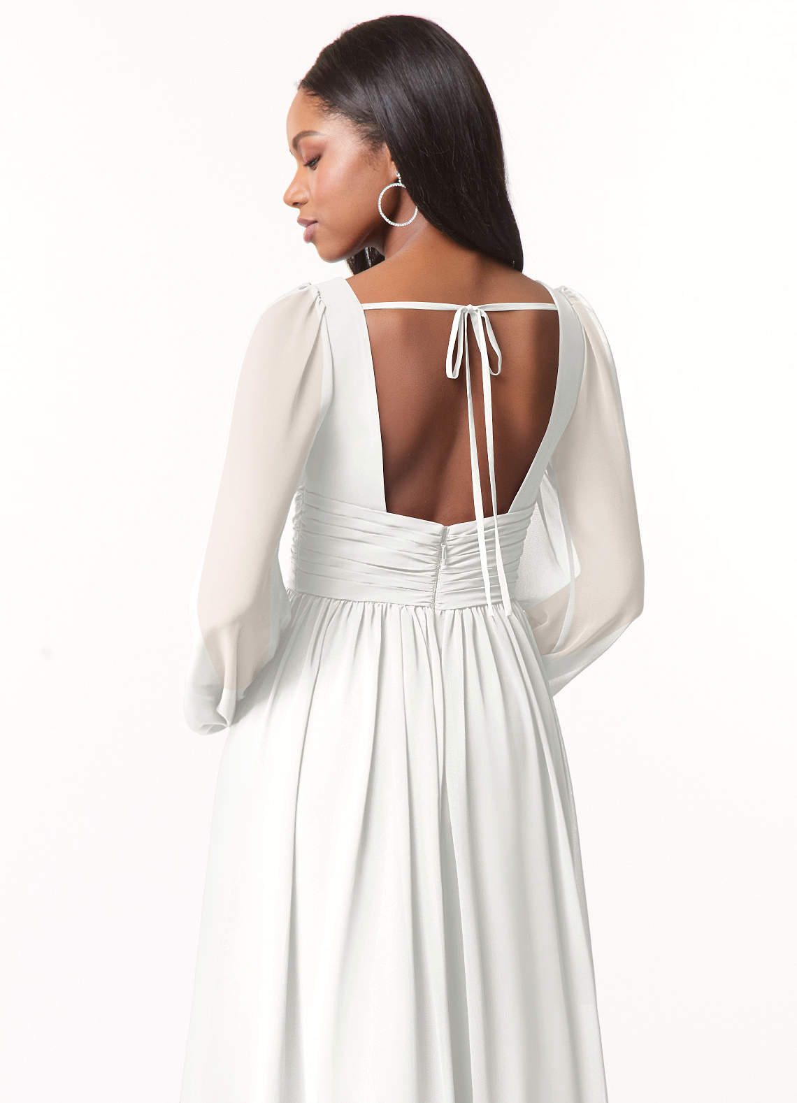 Norah A-Line V-Neck Chiffon Bridesmaid Dress in white