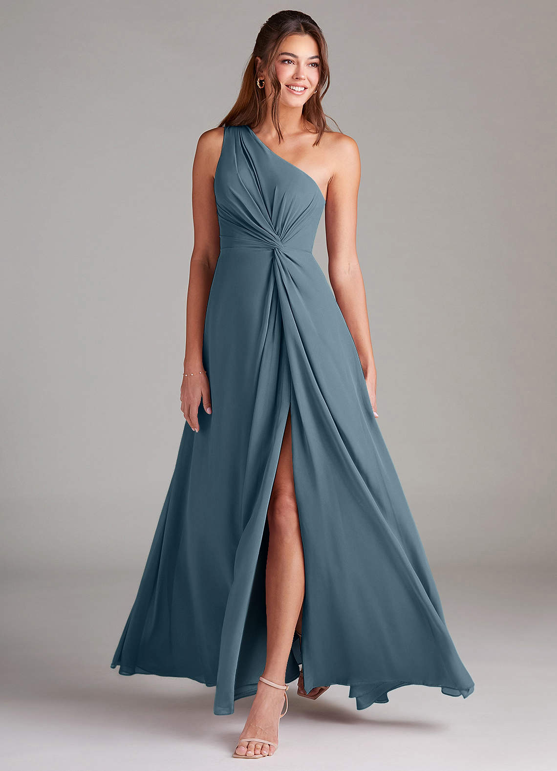 Brooke A-Line One-Shoulder Chiffon Bridesmaid Dress in Twilight