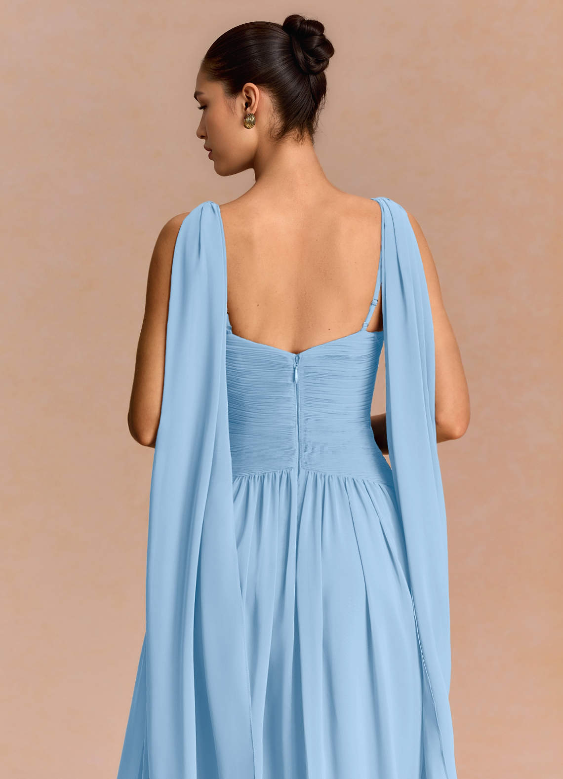 Eluney A-Line V-Neck Chiffon Evening Dress in Haze blue