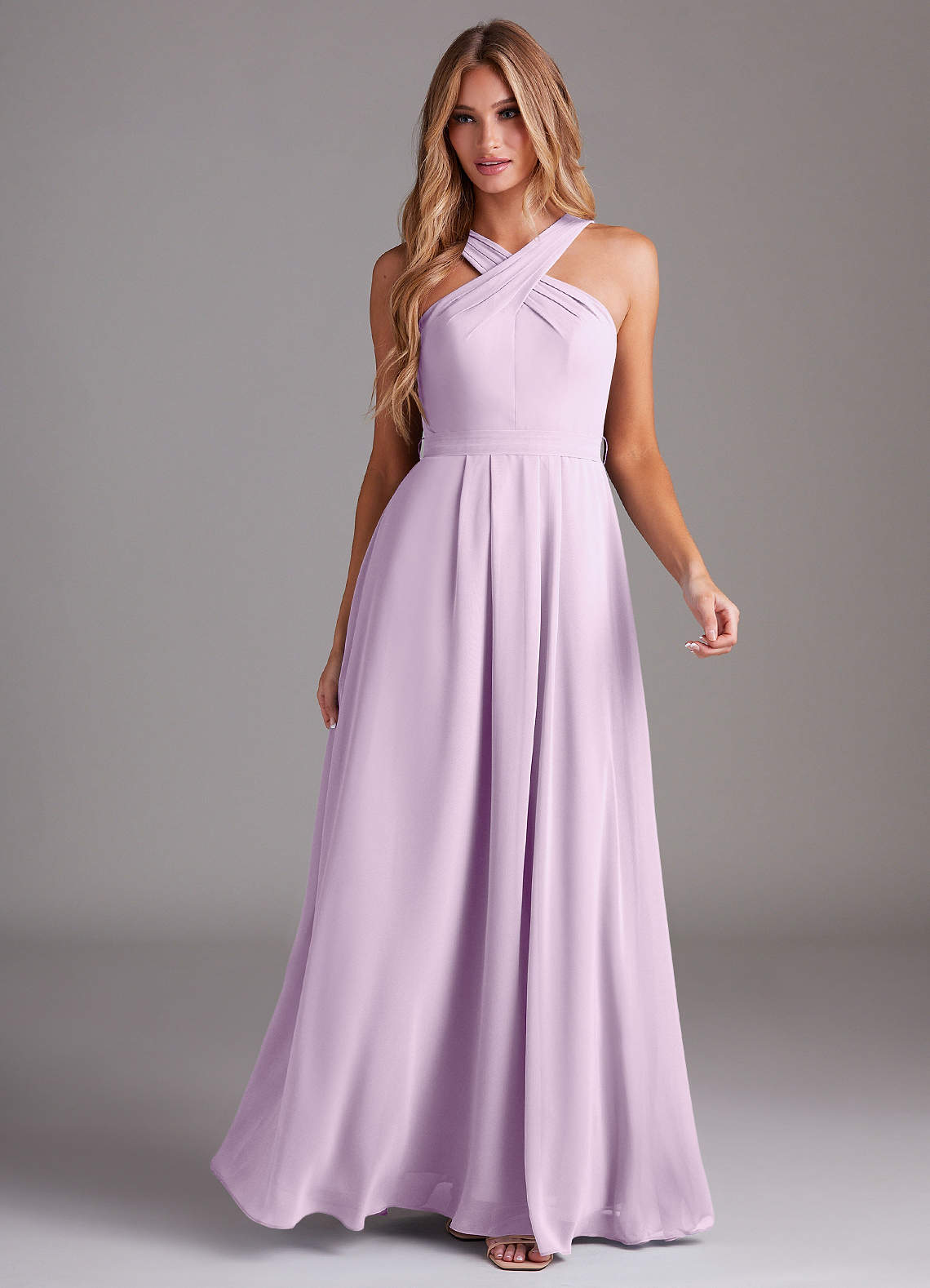 Dixie A-Line Halter Chiffon Bridesmaid Dress in Frosted Lilac