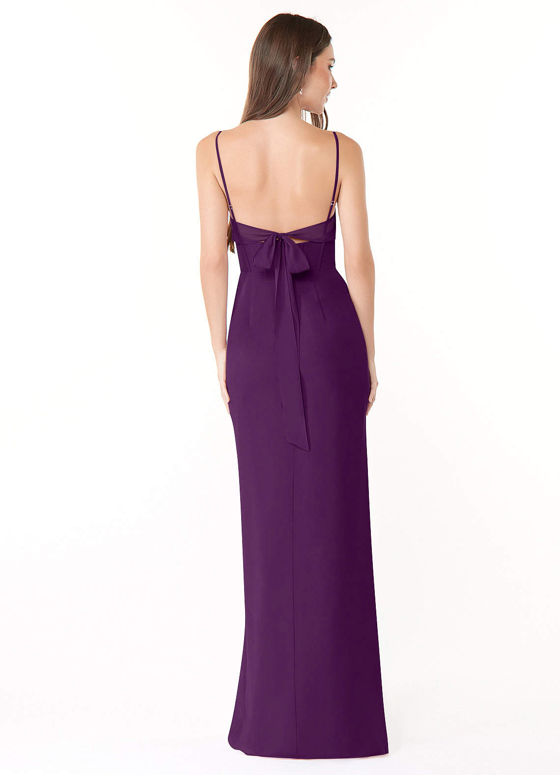 Mai Sheath Cowl-Neck Chiffon Bridesmaid Dress in Grape