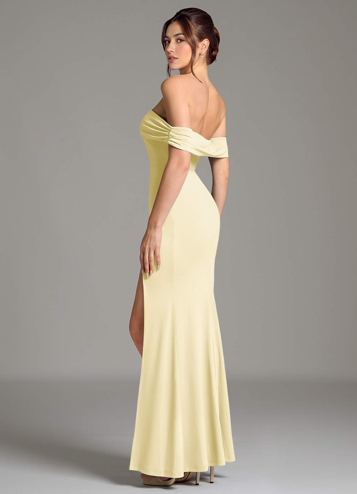 Evangelia Mermaid Off-the-Shoulder Stretch Jersey Bridesmaid Dress