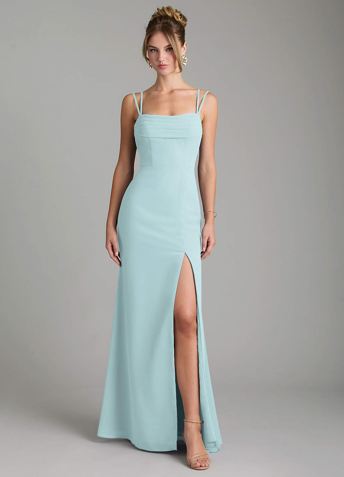 Egypt Sheath Sweetheart Chiffon Bridesmaid Dress in Mist