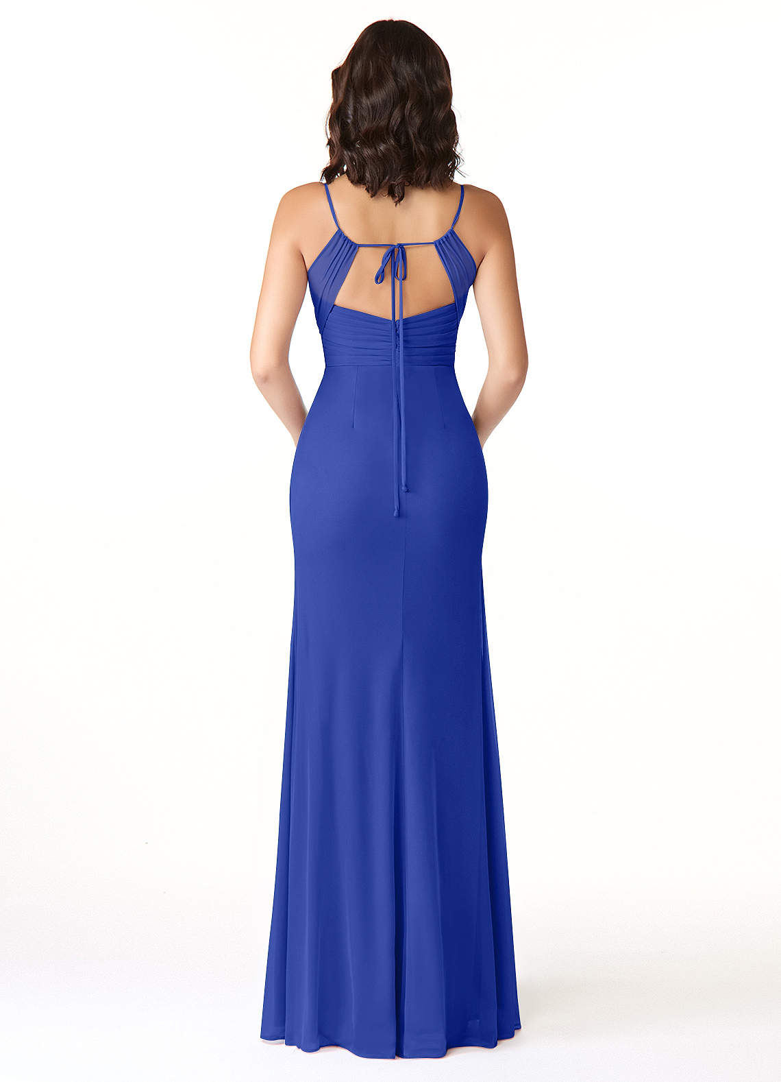 Reneya Mermaid V-Neck Mesh Bridesmaid Dress in Royal Blue