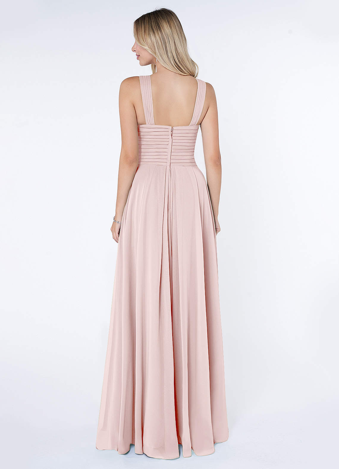 Kaleigh A-Line Halter Chiffon Bridesmaid Dress in Blushing Pink