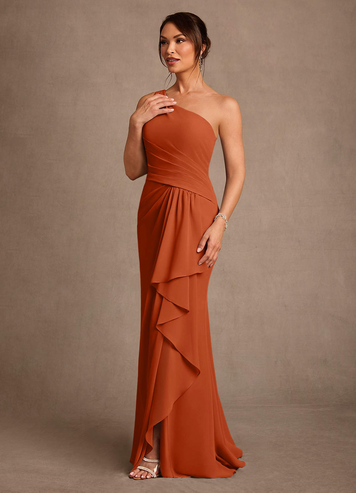 Floy Sheath One-Shoulder Chiffon Mother of the Bride Dress in Lemon Sorbet