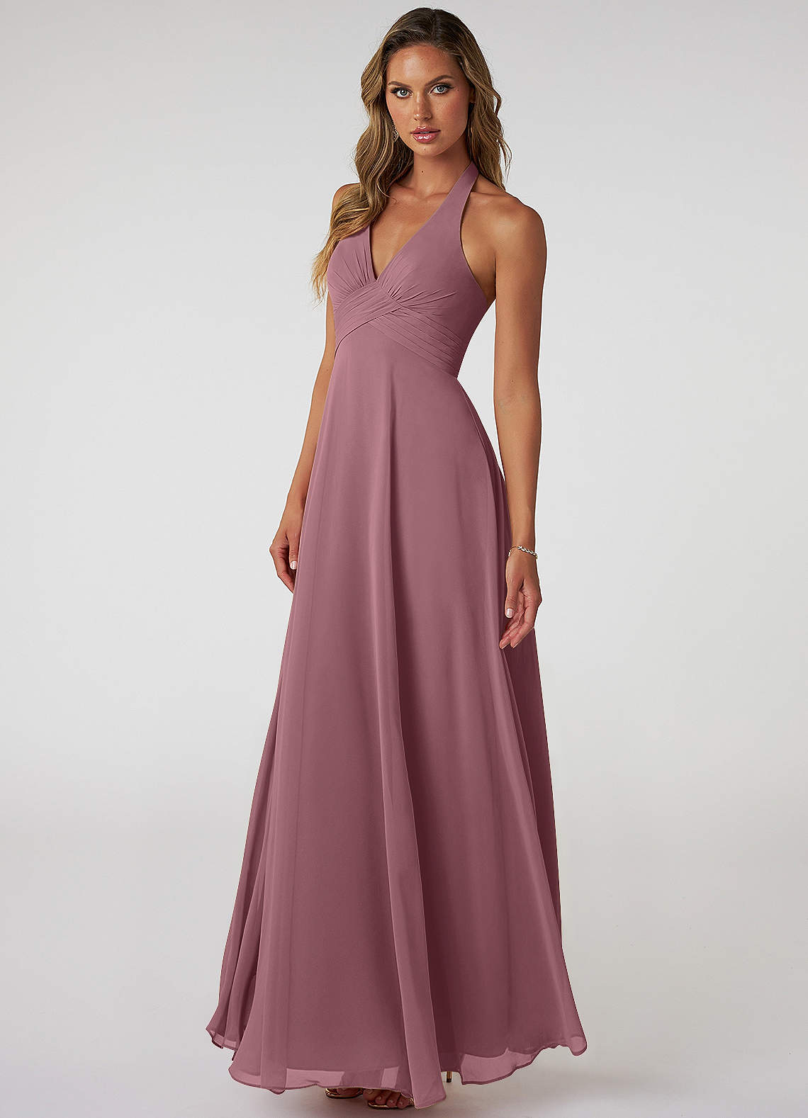 Tessie A-Line V-Neck Chiffon Bridesmaid Dress in Amethyst